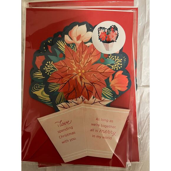 Six (6) Christmas Pop Open Paper Flower Bouquet Cards - Picture 8 of 9